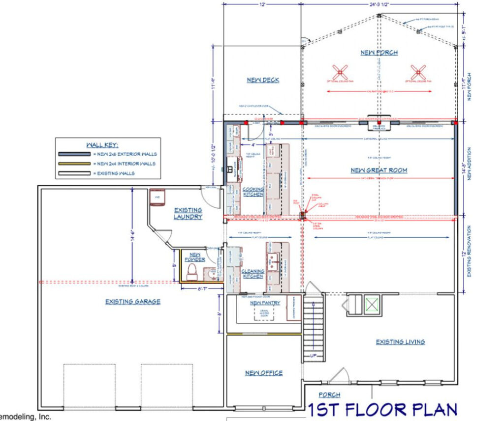 Blueprint floor plan for Design and Build construction